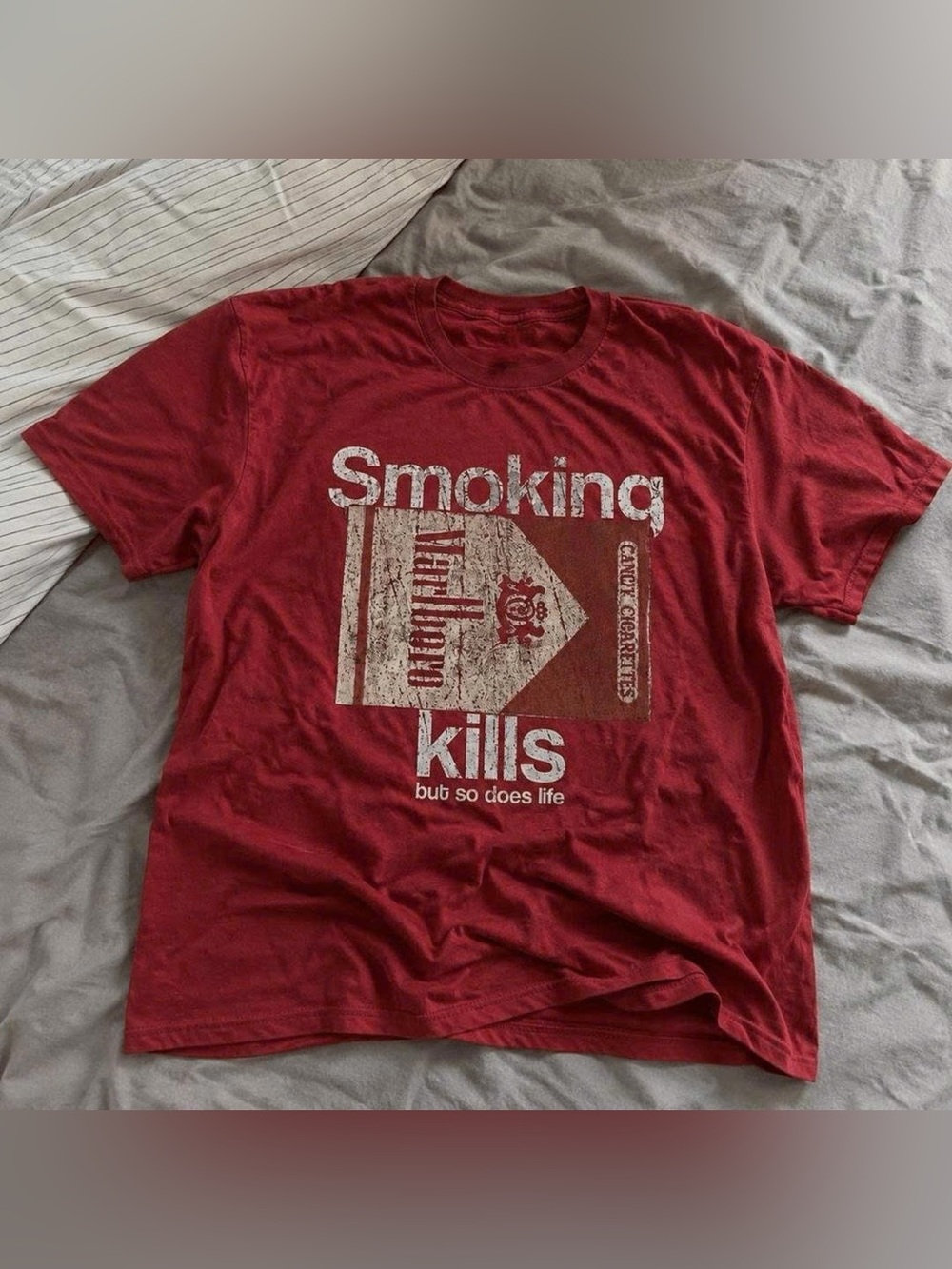 Red Graphic Kids T-Shirt - Smoking Kills Design